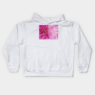 closeup macro photography of bright red dahlia bloom Kids Hoodie